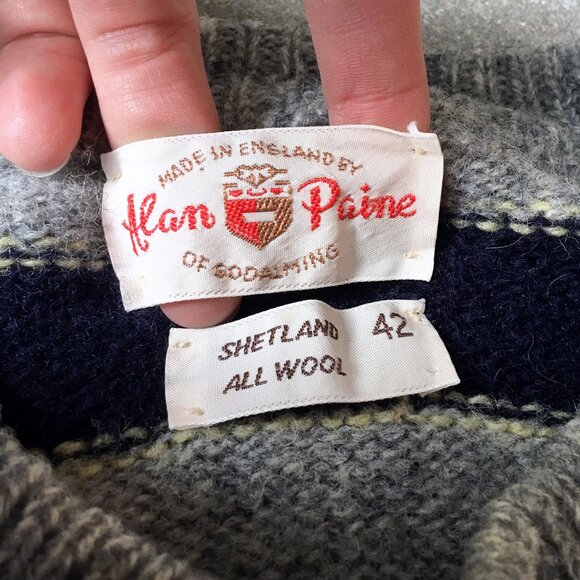 Vintage Shetland Wool Stripped Crewneck - Made in England / FINAL PRICE DROP - Picture 4 of 7